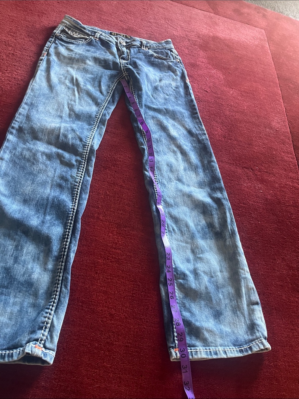 Virgin Jeans Vintage Y2K 2000 Blue Acid Wash Straight Distressed - Picture 7 of 15